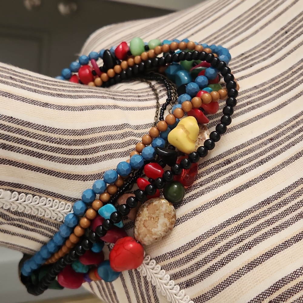 Colorful Multi-Strand Beaded Necklace - Picture 4 of 7